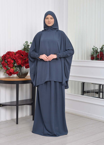 Muslim Hijab Dresses For Women -Standard Size Hooded Veiled Sheet 824 - Dunkelgrau