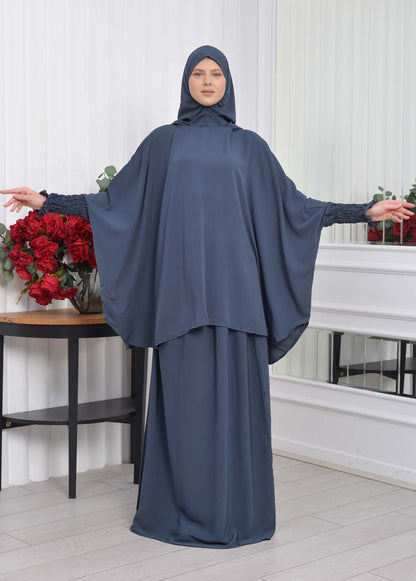 Muslim Hijab Dresses For Women -Standard Size Hooded Veiled Sheet 824 - Dunkelgrau
