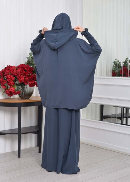Muslim Hijab Dresses For Women -Standard Size Hooded Veiled Sheet 824 - Dunkelgrau