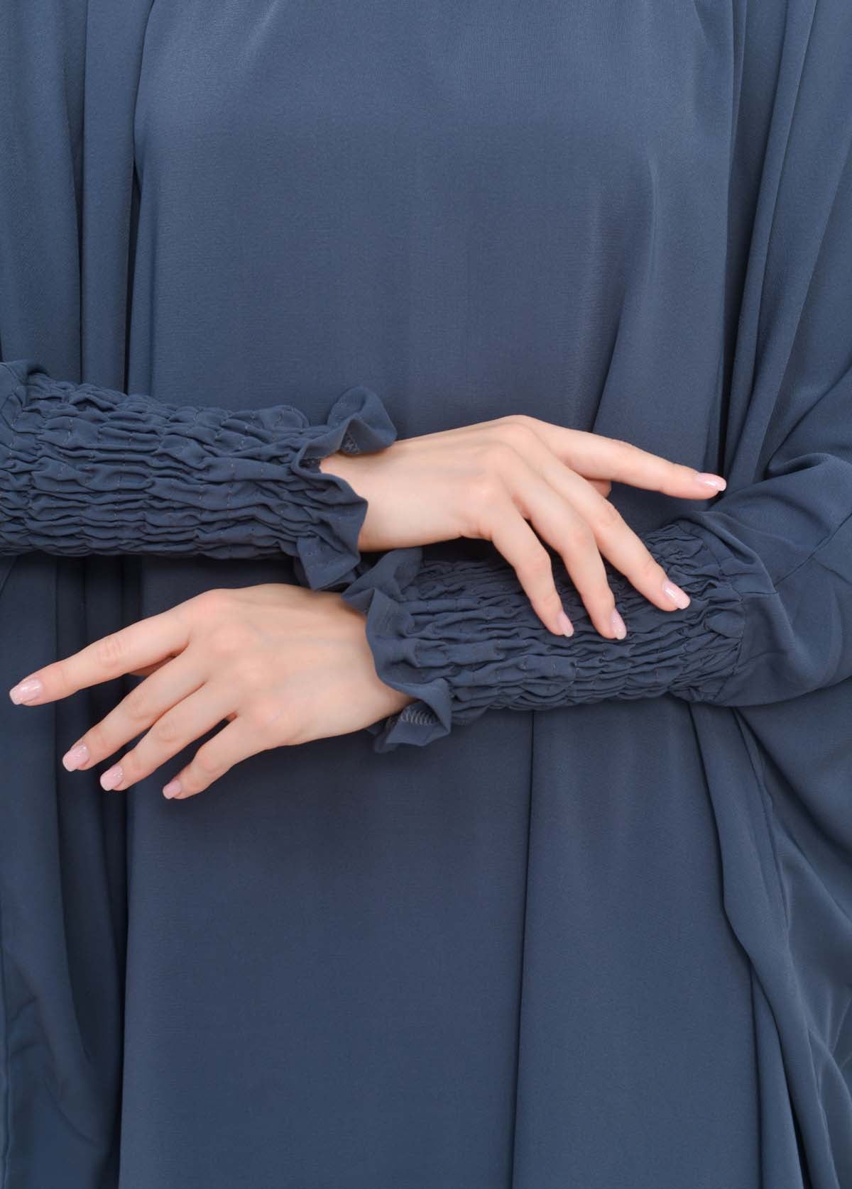 Muslim Hijab Dresses For Women -Standard Size Hooded Veiled Sheet 824 - Dunkelgrau