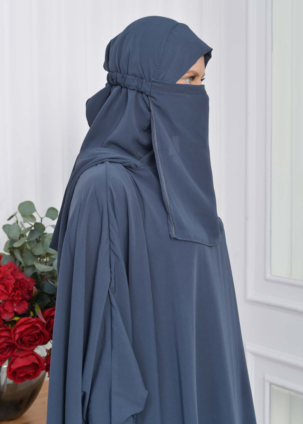Muslim Hijab Dresses For Women -Standard Size Hooded Veiled Sheet 824 - Dunkelgrau