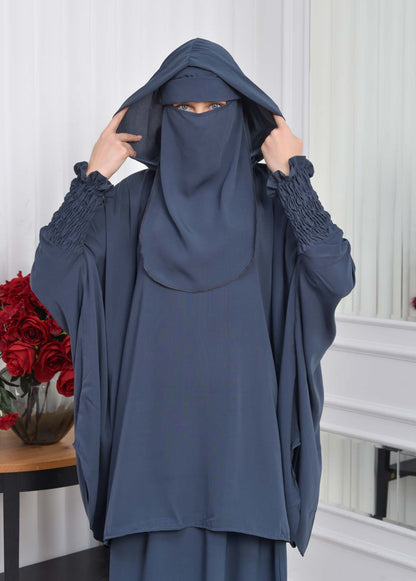 Muslim Hijab Dresses For Women -Standard Size Hooded Veiled Sheet 824 - Dunkelgrau