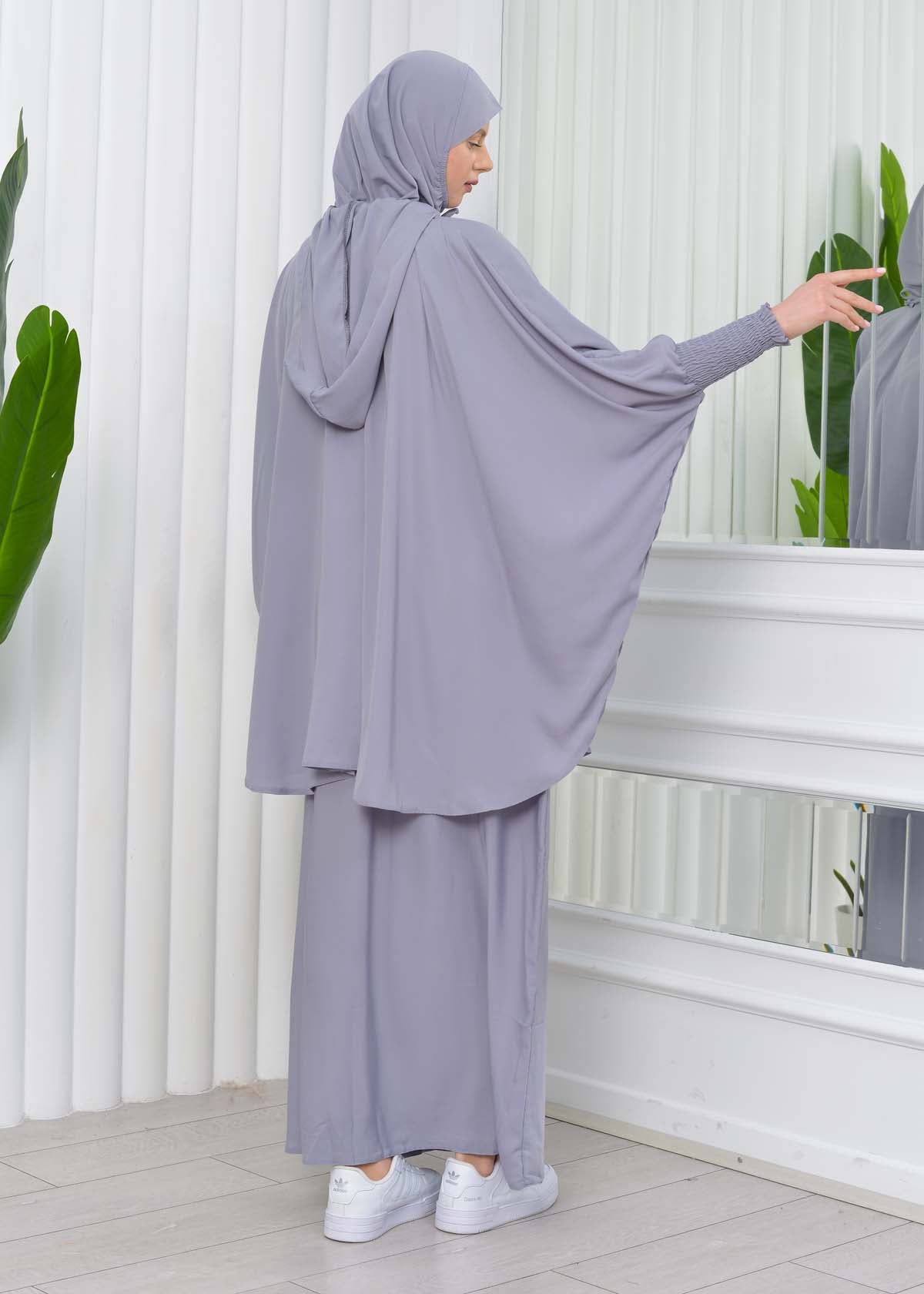 Muslim Hijab Dresses For Women -Standard Size Hooded Veiled Sheet 824 - Grau