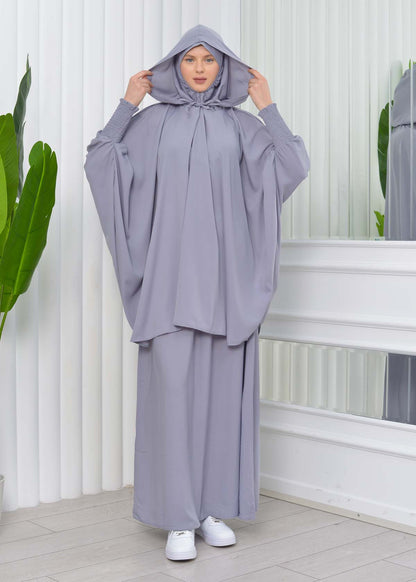 Muslim Hijab Dresses For Women -Standard Size Hooded Veiled Sheet 824 - Grau