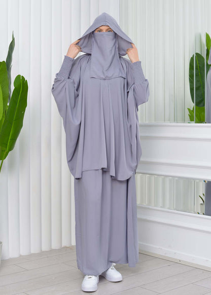 Muslim Hijab Dresses For Women -Standard Size Hooded Veiled Sheet 824 - Grau