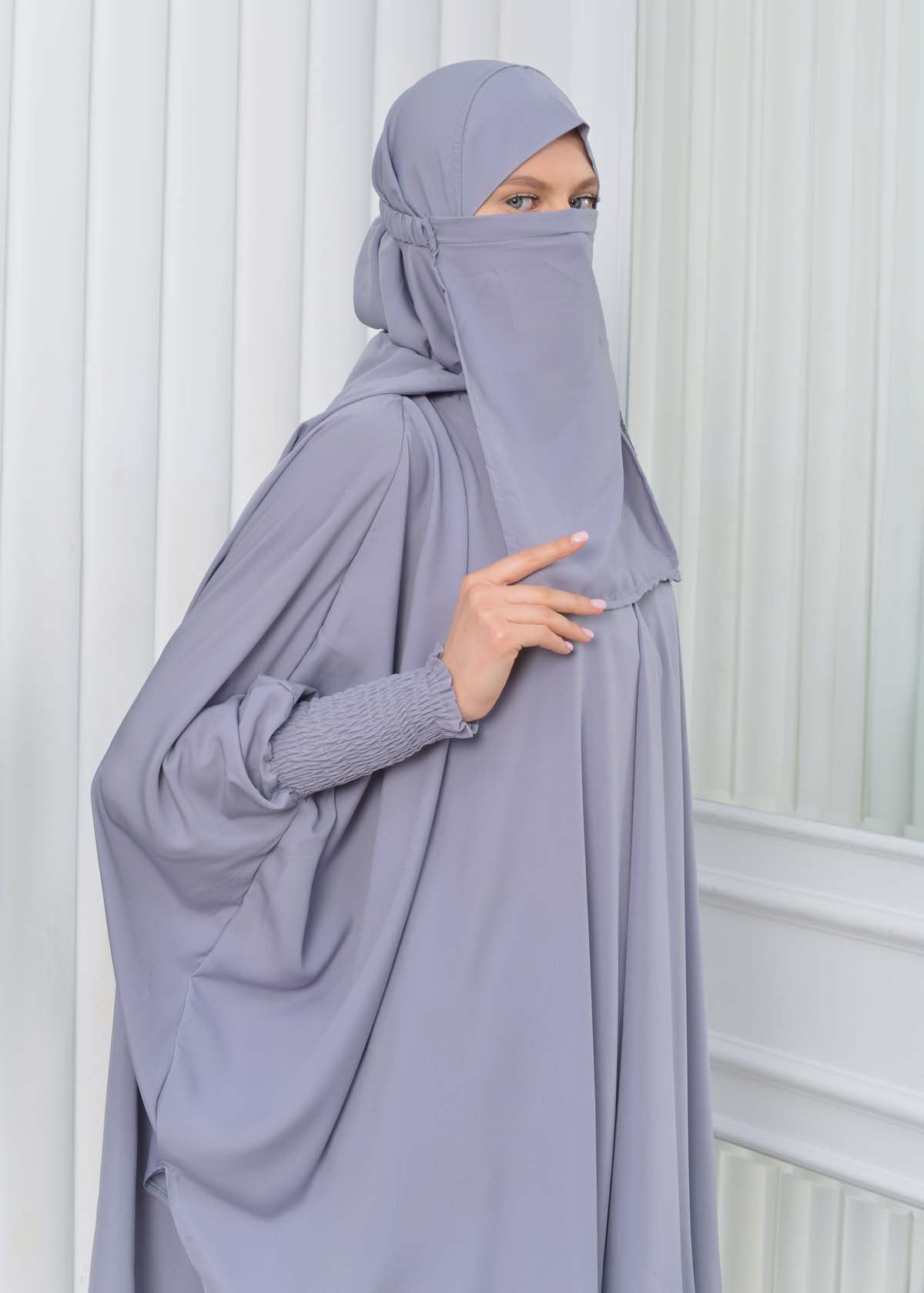 Muslim Hijab Dresses For Women -Standard Size Hooded Veiled Sheet 824 - Grau