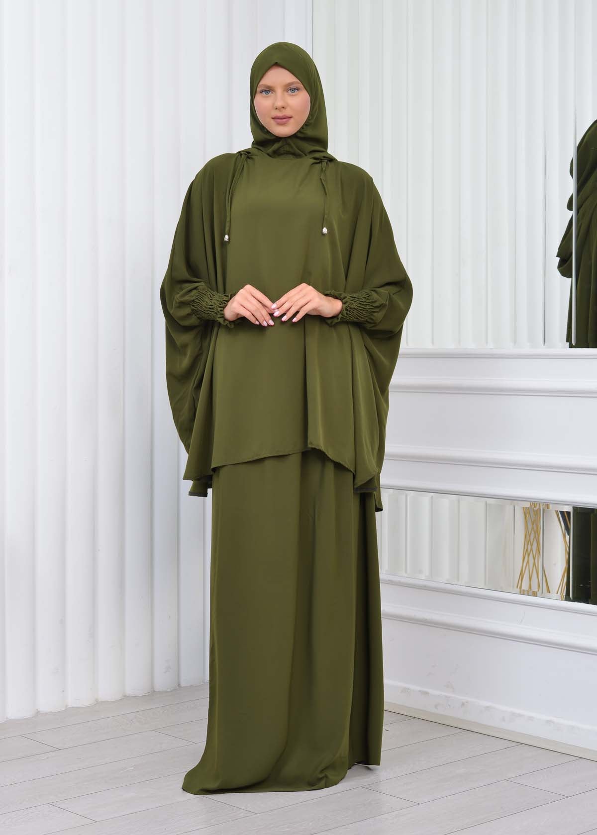 Muslim Hijab Dresses For Women -Standard Size Hooded Veiled Sheet 824 - Grün