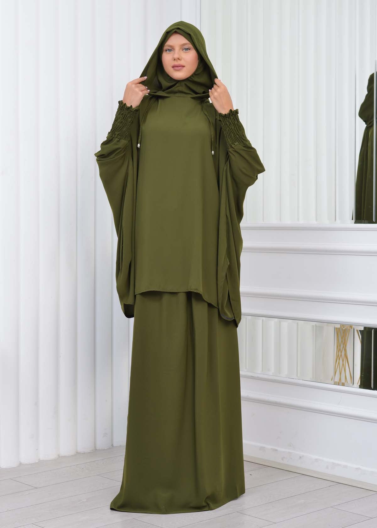 Muslim Hijab Dresses For Women -Standard Size Hooded Veiled Sheet 824 - Grün