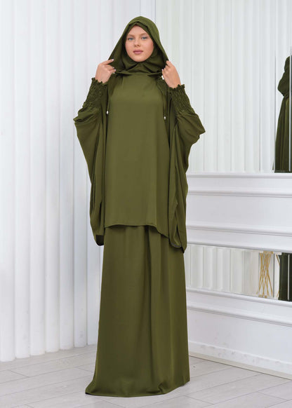 Muslim Hijab Dresses For Women -Standard Size Hooded Veiled Sheet 824 - Grün
