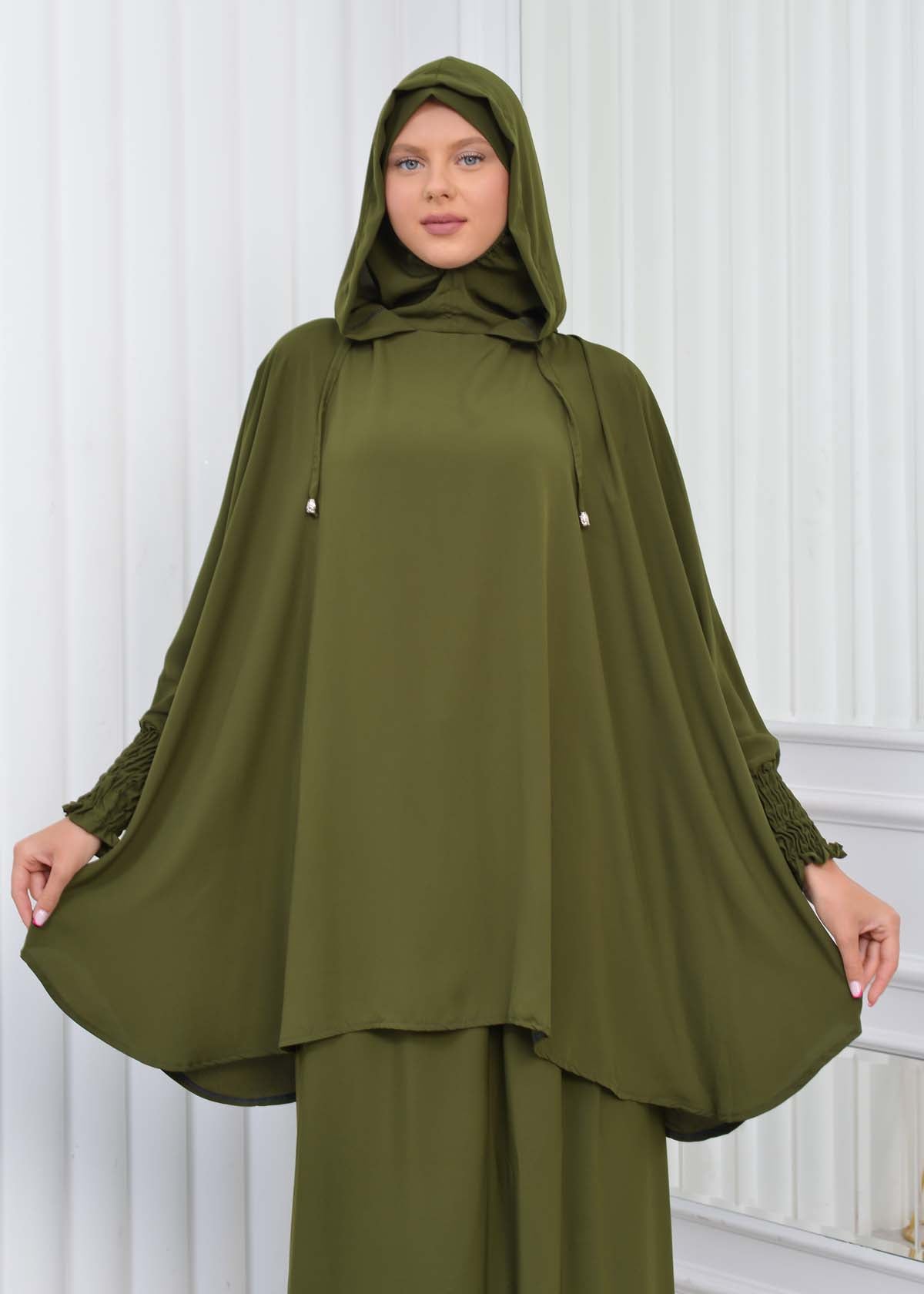 Muslim Hijab Dresses For Women -Standard Size Hooded Veiled Sheet 824 - Grün