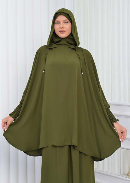 Muslim Hijab Dresses For Women -Standard Size Hooded Veiled Sheet 824 - Grün