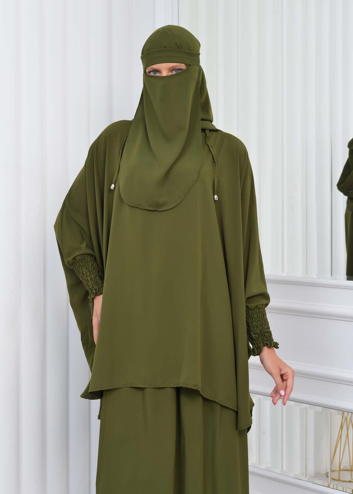 Muslim Hijab Dresses For Women -Standard Size Hooded Veiled Sheet 824 - Grün