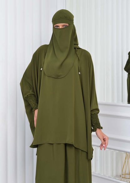 Muslim Hijab Dresses For Women -Standard Size Hooded Veiled Sheet 824 - Grün