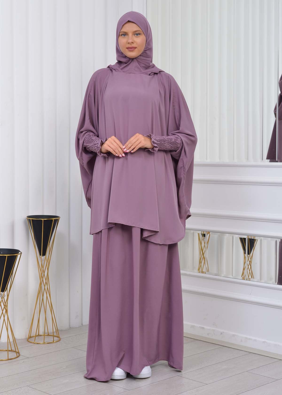 Muslim Hijab Dresses For Women -Standard Size Hooded Veiled Sheet 824 - Flieder