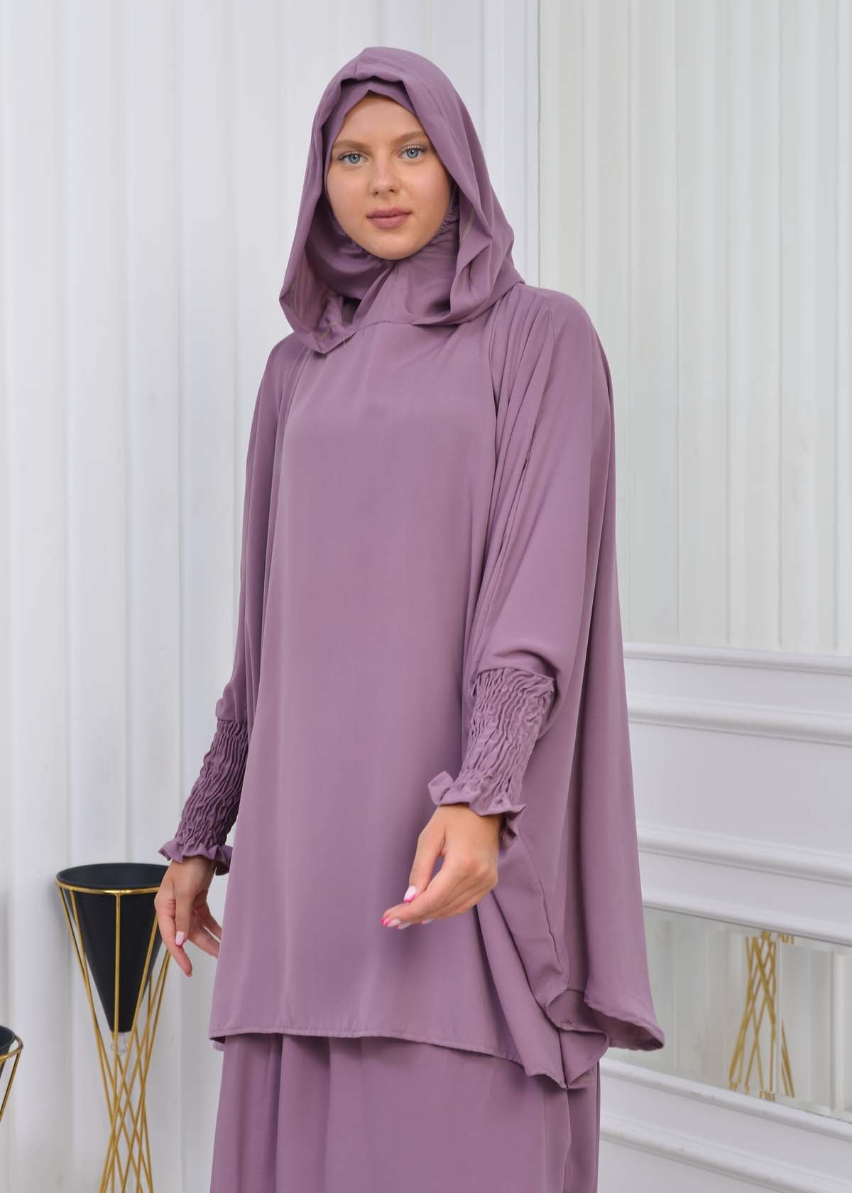 Muslim Hijab Dresses For Women -Standard Size Hooded Veiled Sheet 824 - Flieder