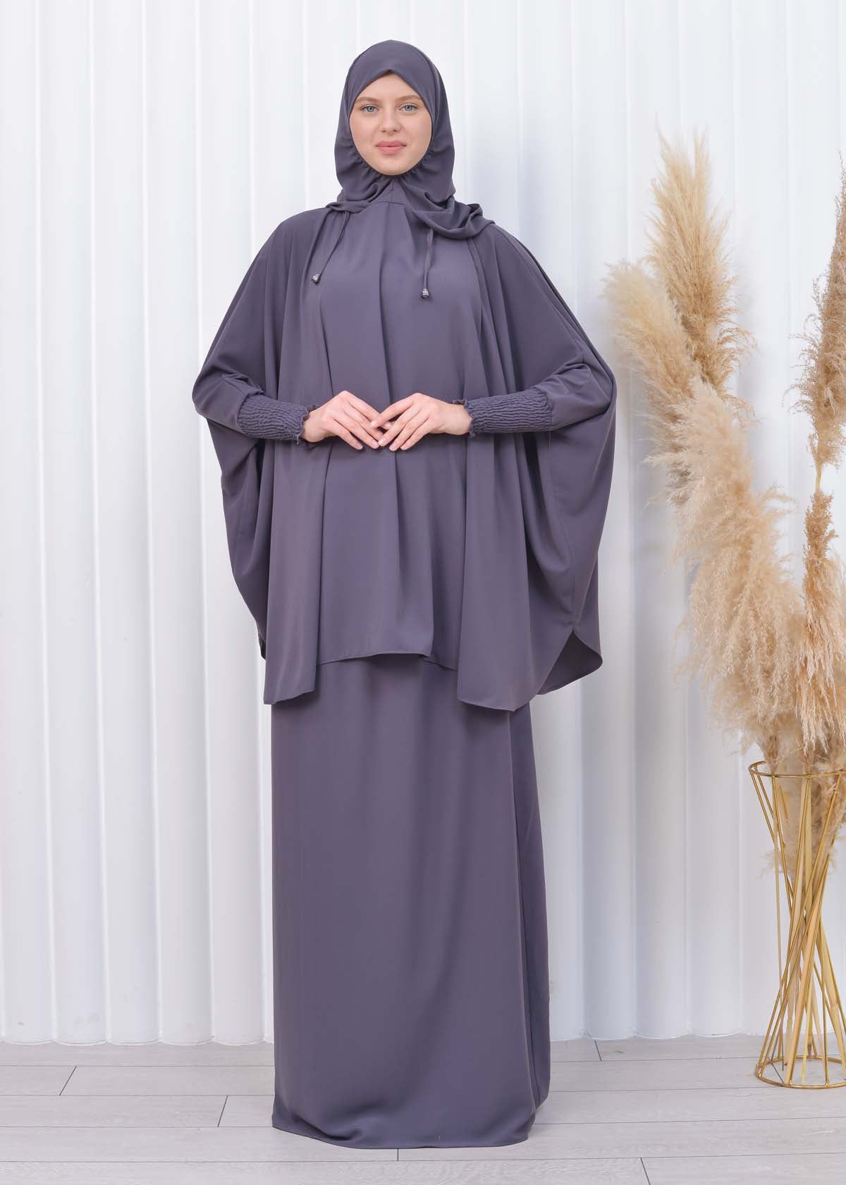 Muslim Hijab Dresses For Women -Standard Size Hooded Veiled Sheet 824 - Anthrazit