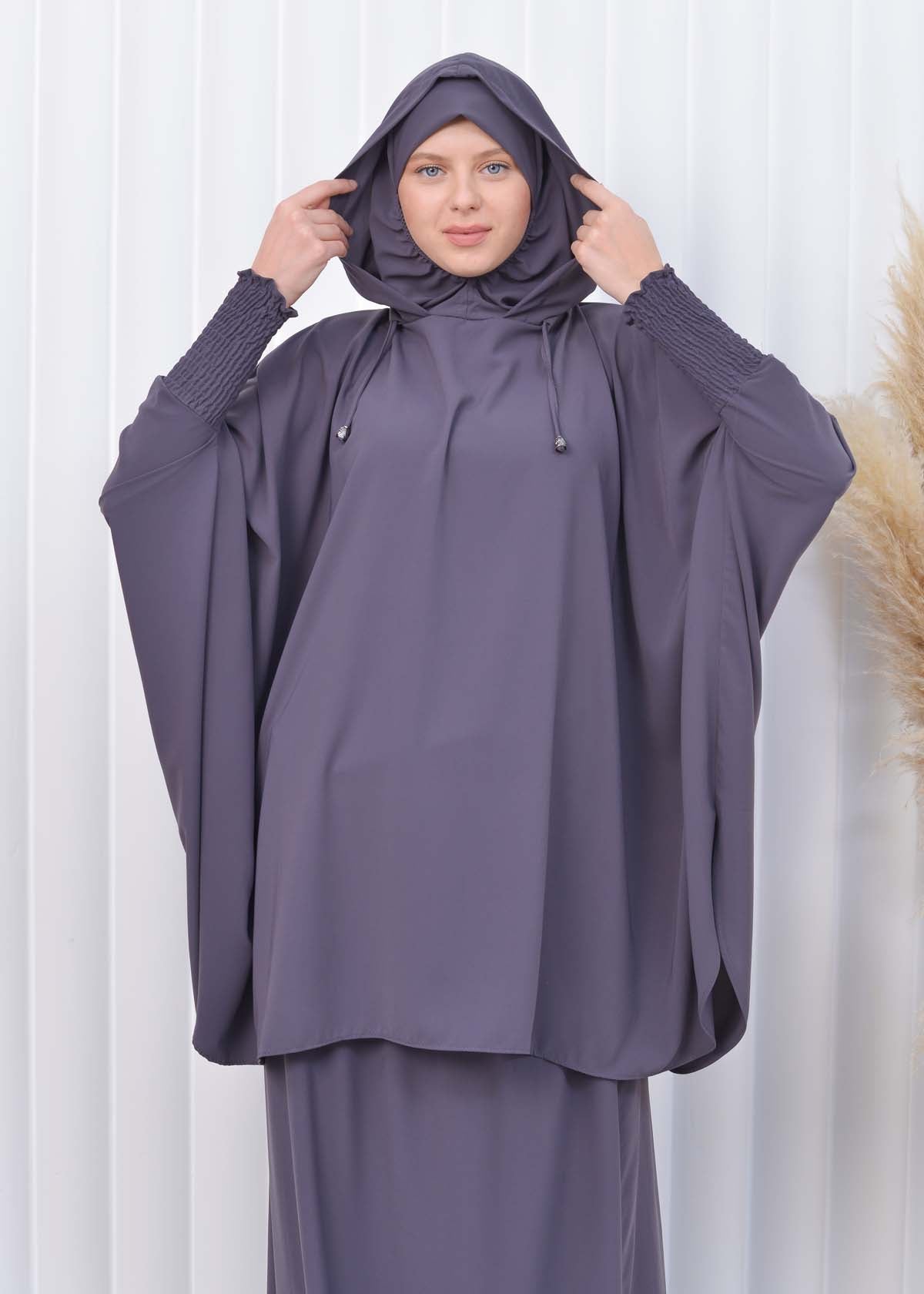 Muslim Hijab Dresses For Women -Standard Size Hooded Veiled Sheet 824 - Anthrazit