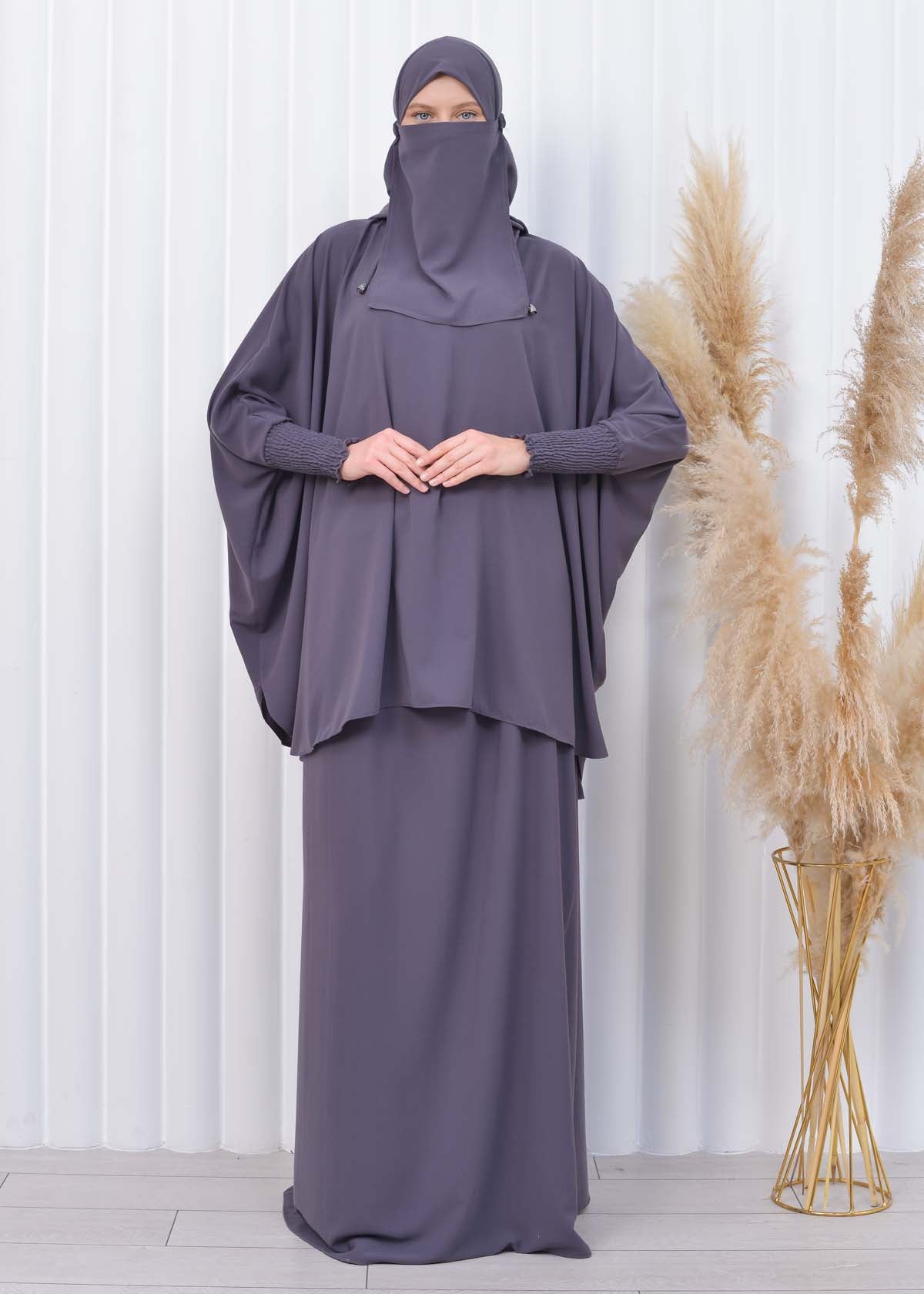 Muslim Hijab Dresses For Women -Standard Size Hooded Veiled Sheet 824 - Anthrazit