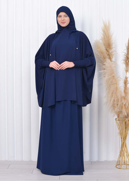 Muslim Hijab Dresses For Women -Standard Size Hooded Veiled Sheet 824 - Dunkelblau