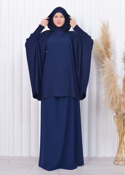 Muslim Hijab Dresses For Women -Standard Size Hooded Veiled Sheet 824 - Dunkelblau