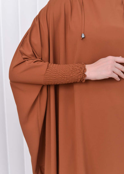 Muslim Hijab Dresses For Women -Standard Size Hooded Veiled Sheet 824 - Cognac