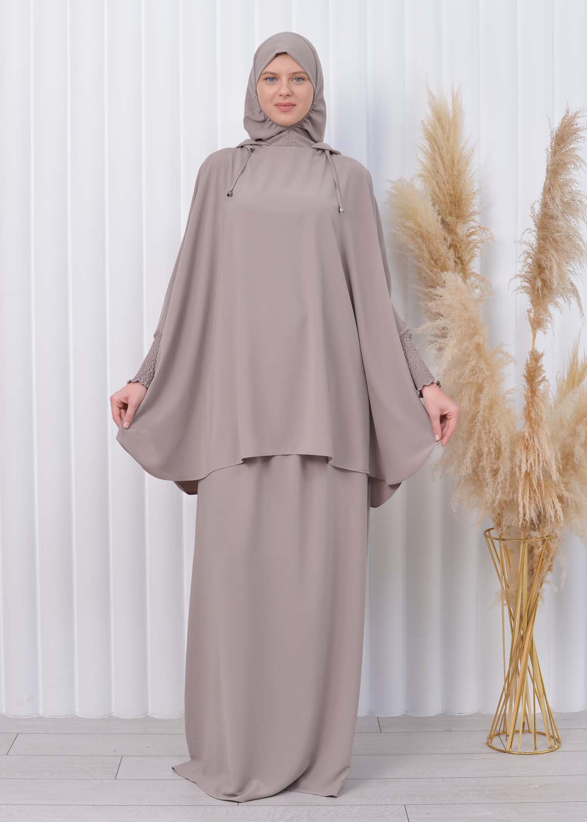 Muslim Hijab Dresses For Women -Standard Size Hooded Veiled Sheet 824 - Beige