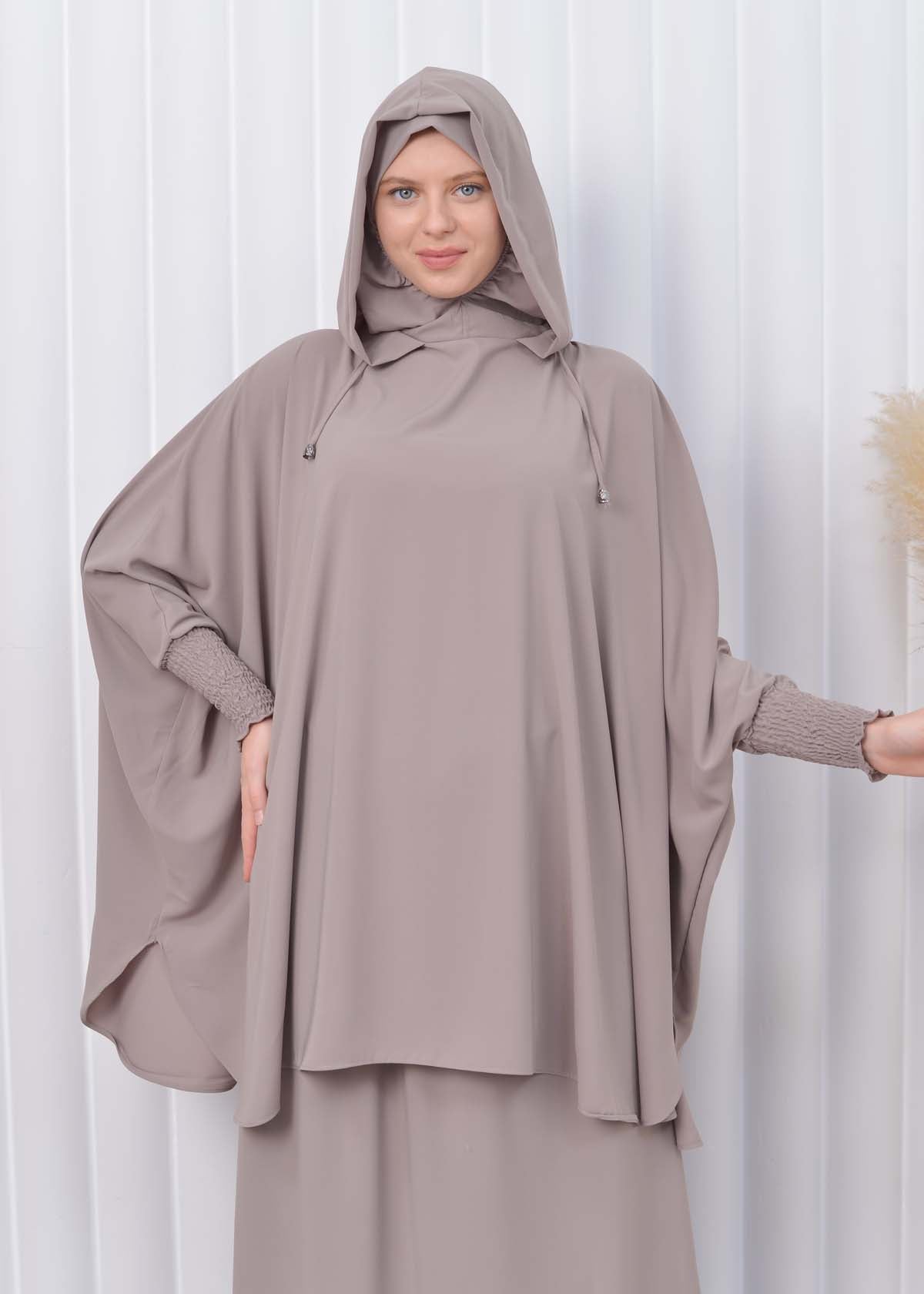 Muslim Hijab Dresses For Women -Standard Size Hooded Veiled Sheet 824 - Beige