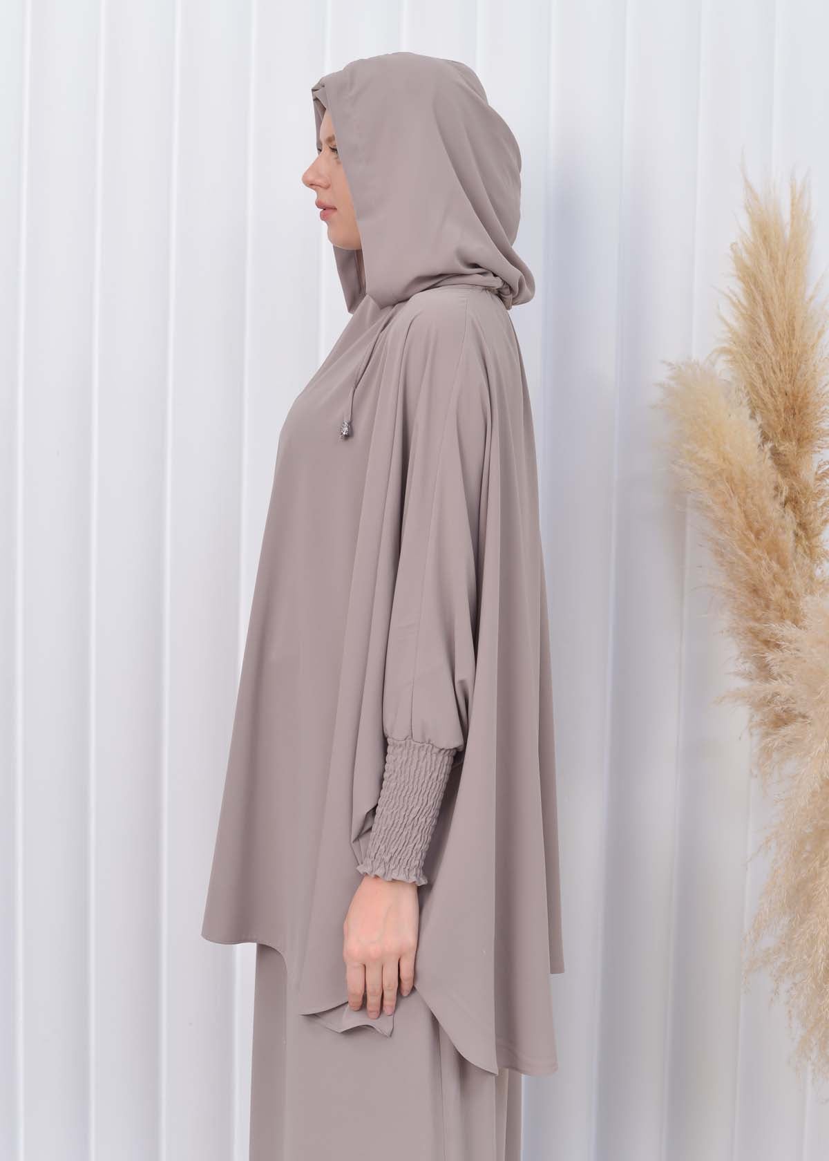 Muslim Hijab Dresses For Women -Standard Size Hooded Veiled Sheet 824 - Beige