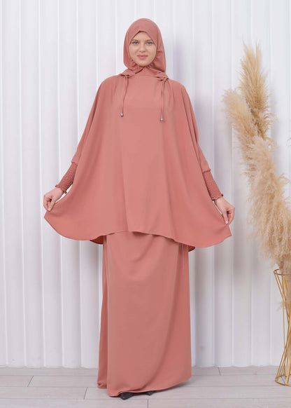 Muslim Hijab Dresses For Women -Standard Size Hooded Veiled Sheet 824 - Lachs