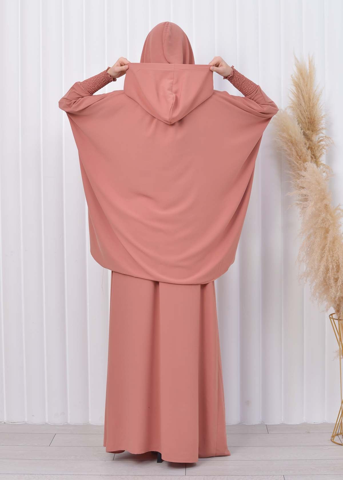 Muslim Hijab Dresses For Women -Standard Size Hooded Veiled Sheet 824 - Lachs