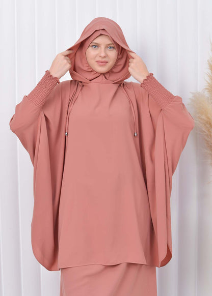 Muslim Hijab Dresses For Women -Standard Size Hooded Veiled Sheet 824 - Lachs