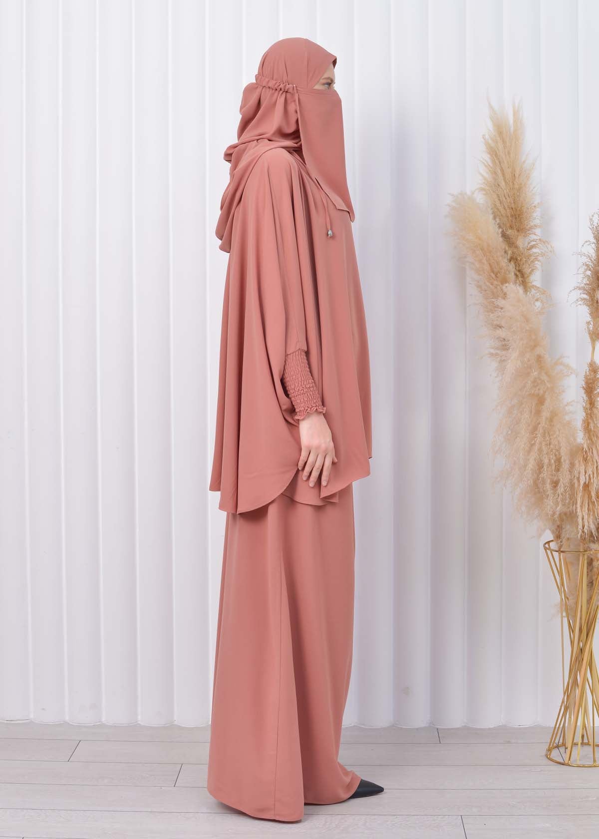 Muslim Hijab Dresses For Women -Standard Size Hooded Veiled Sheet 824 - Lachs