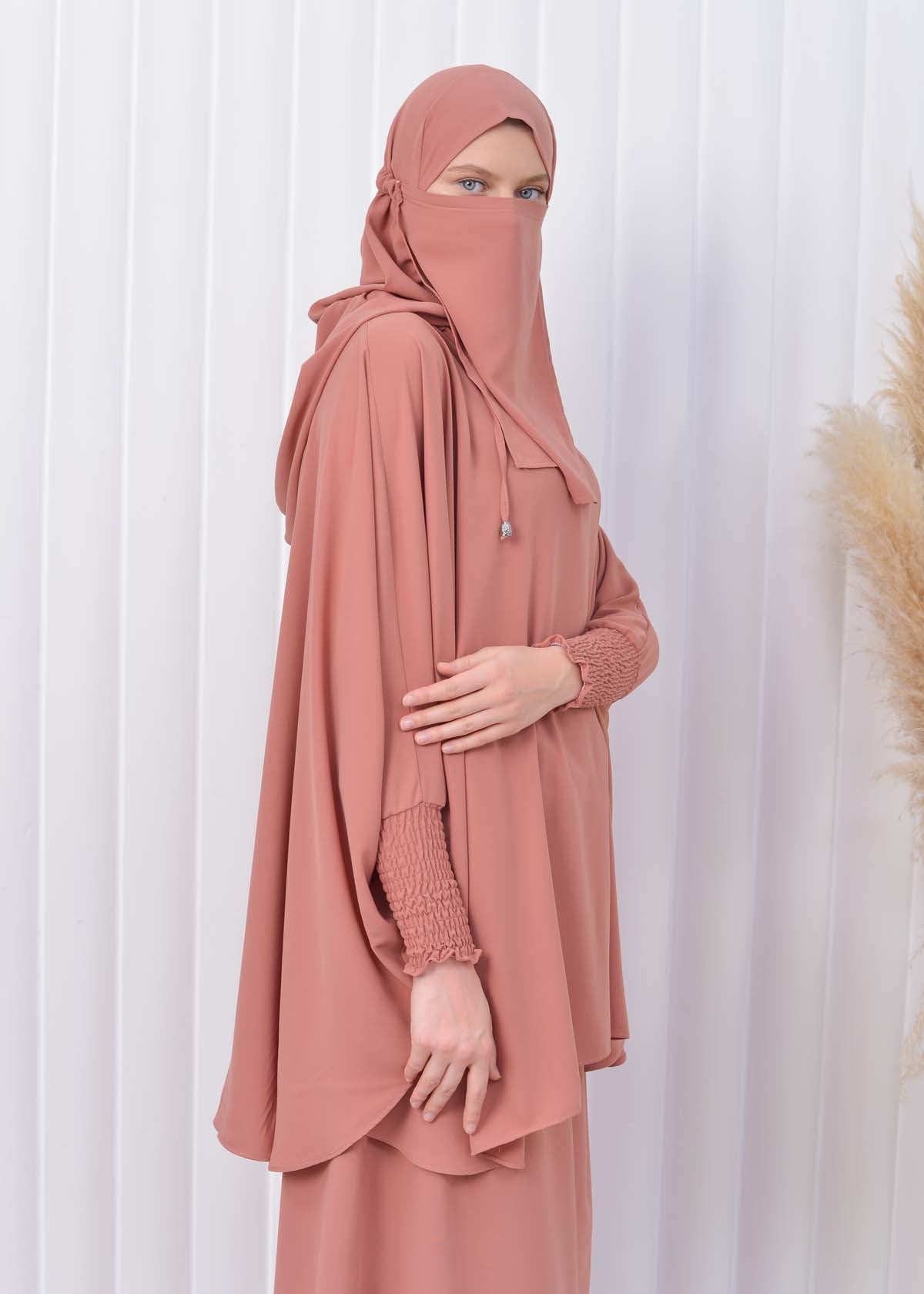 Muslim Hijab Dresses For Women -Standard Size Hooded Veiled Sheet 824 - Lachs