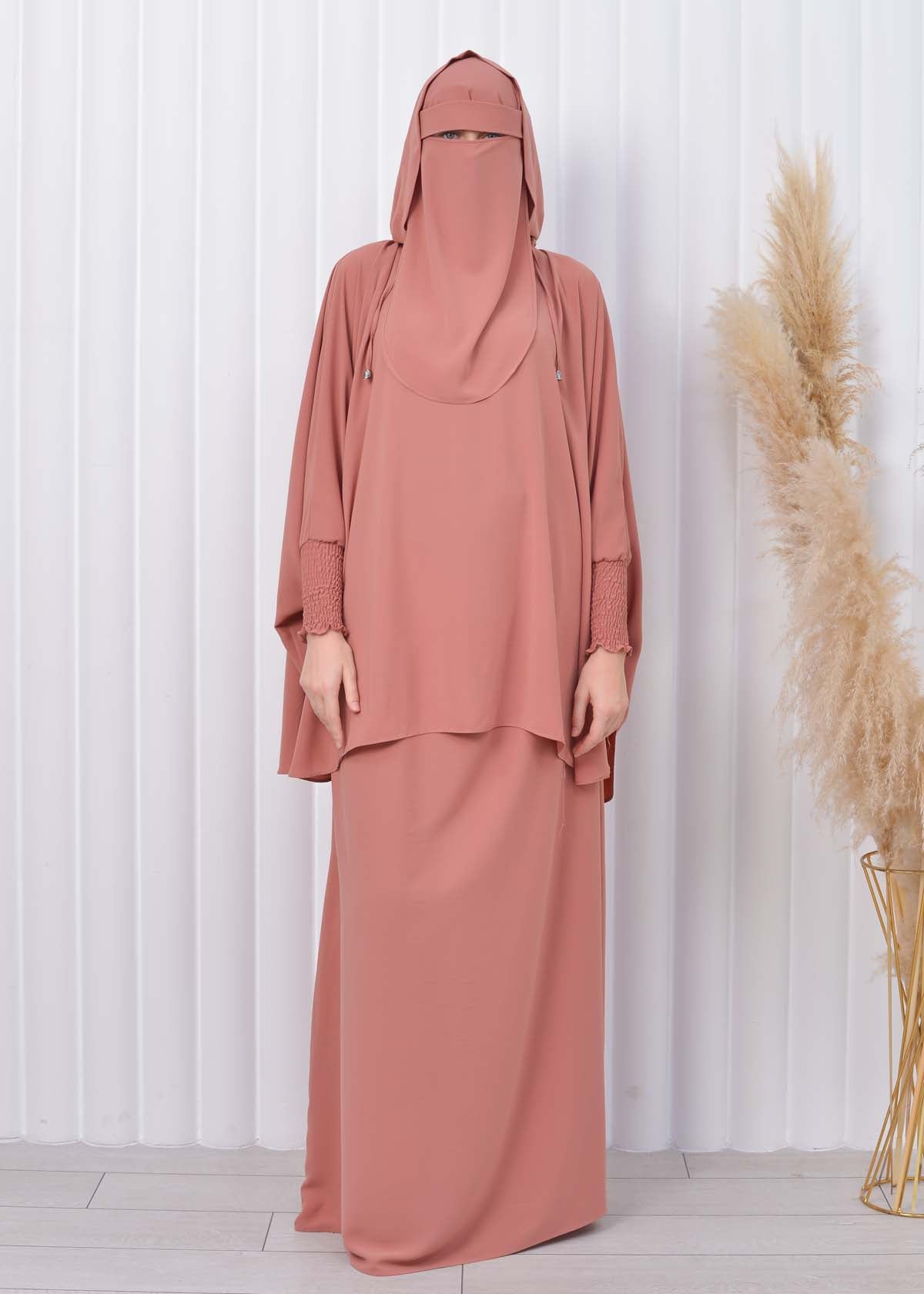 Muslim Hijab Dresses For Women -Standard Size Hooded Veiled Sheet 824 - Lachs