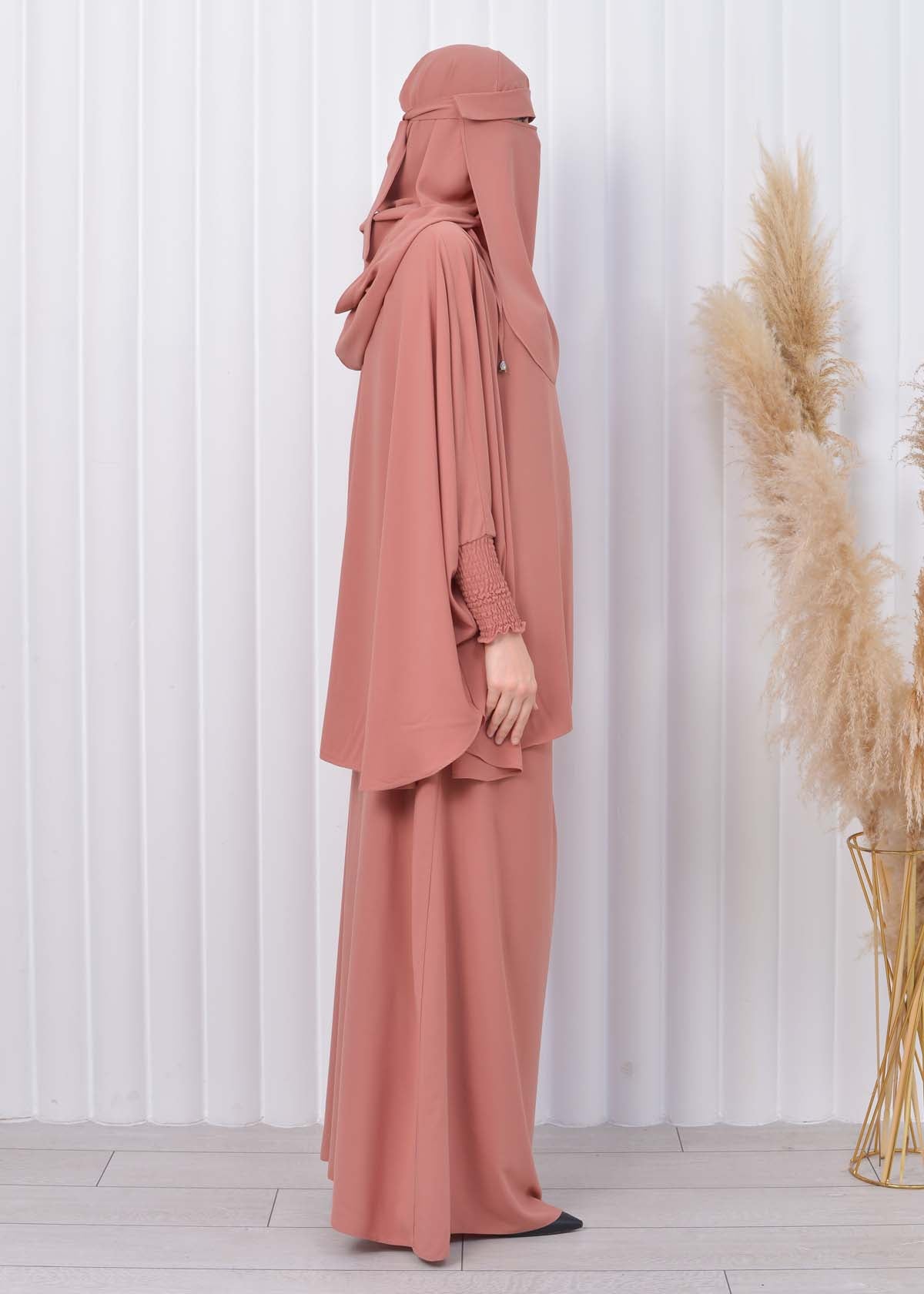 Muslim Hijab Dresses For Women -Standard Size Hooded Veiled Sheet 824 - Lachs