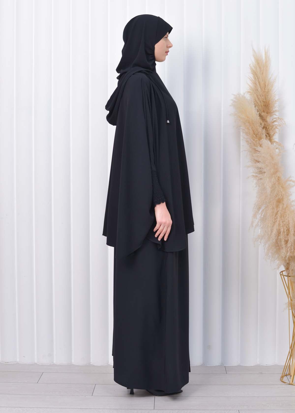 Muslim Hijab Dresses For Women -Standard Size Hooded Veiled Sheet 824 - Schwarz