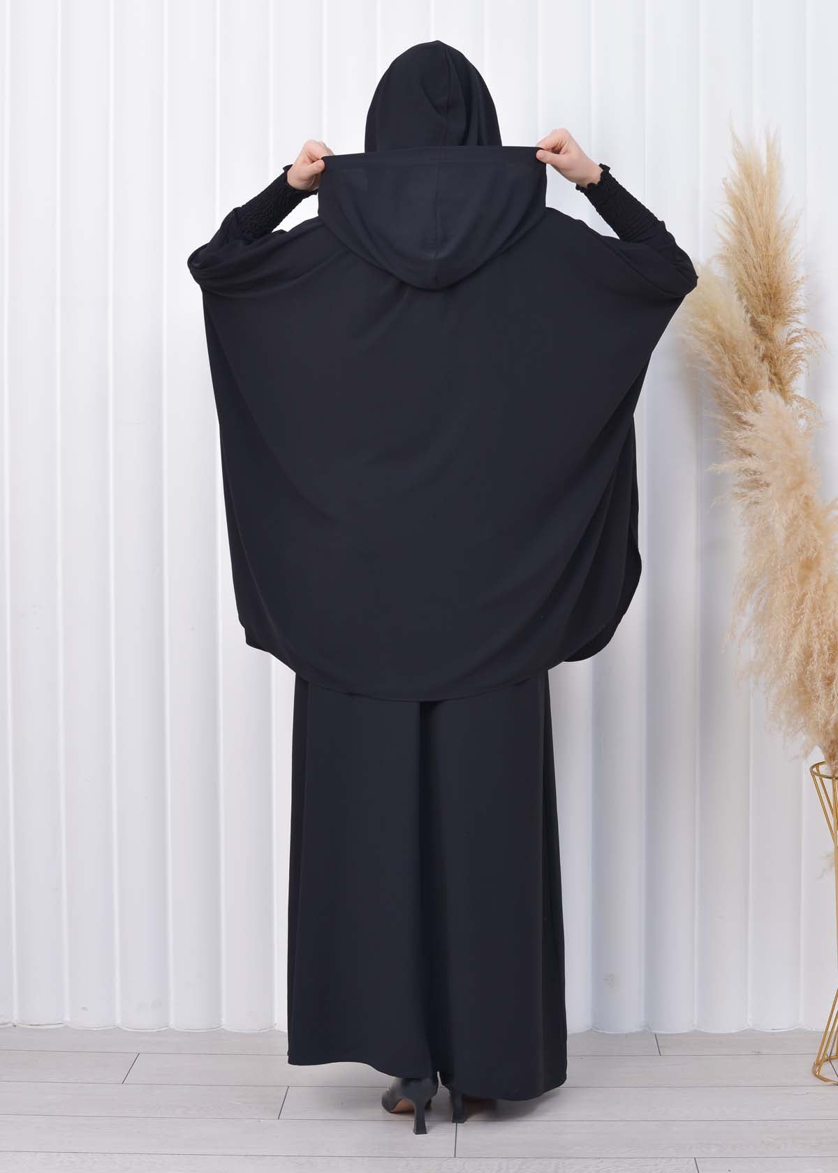 Muslim Hijab Dresses For Women -Standard Size Hooded Veiled Sheet 824 - Schwarz