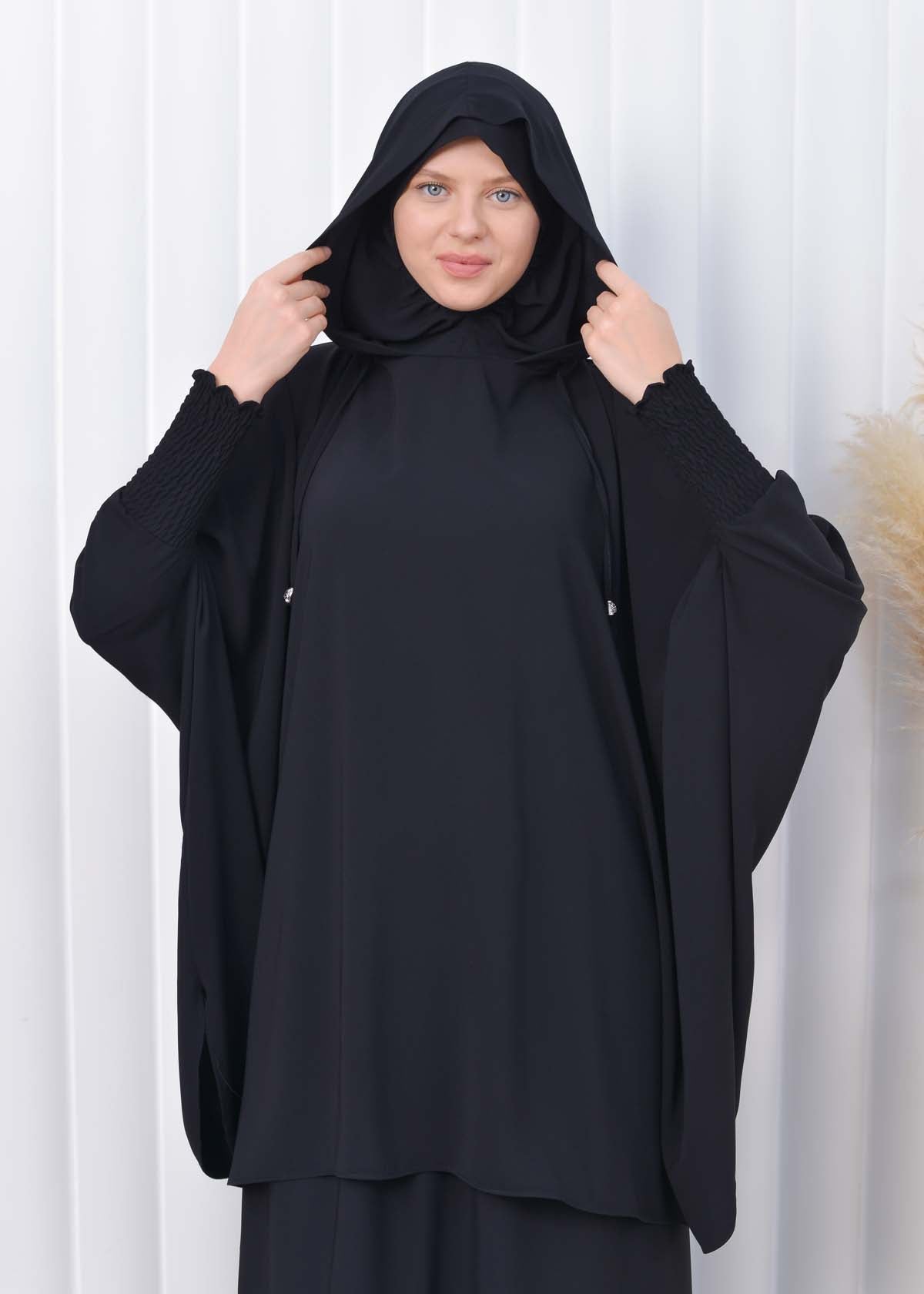 Muslim Hijab Dresses For Women -Standard Size Hooded Veiled Sheet 824 - Schwarz