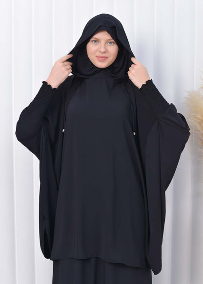 Muslim Hijab Dresses For Women -Standard Size Hooded Veiled Sheet 824 - Schwarz