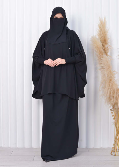 Muslim Hijab Dresses For Women -Standard Size Hooded Veiled Sheet 824 - Schwarz