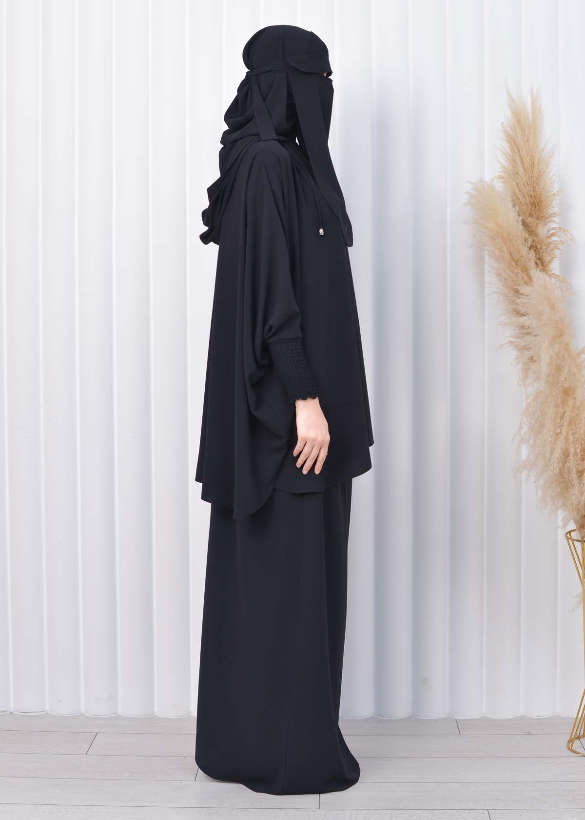 Muslim Hijab Dresses For Women -Standard Size Hooded Veiled Sheet 824 - Schwarz