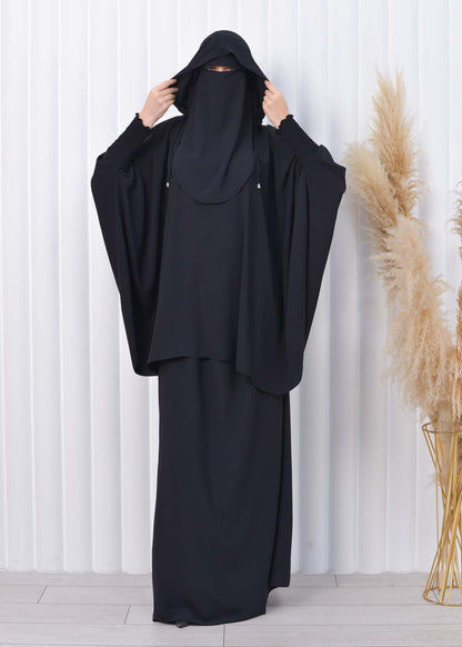 Muslim Hijab Dresses For Women -Standard Size Hooded Veiled Sheet 824 - Schwarz