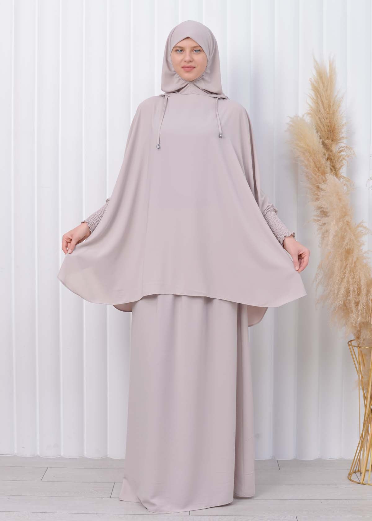 Muslim Hijab Dresses For Women -Standard Size Hooded Veiled Sheet 824 - Ecru