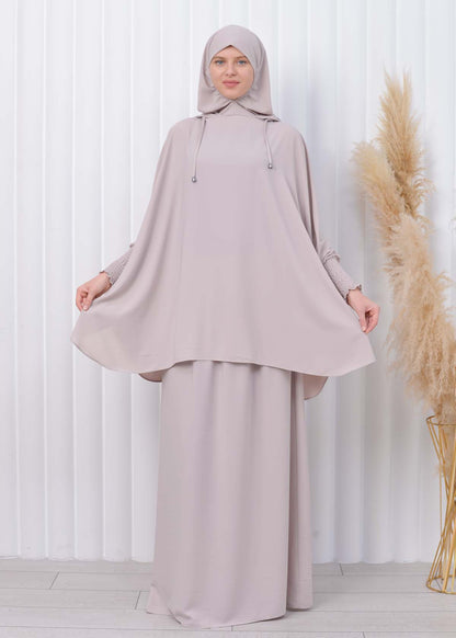 Muslim Hijab Dresses For Women -Standard Size Hooded Veiled Sheet 824 - Ecru