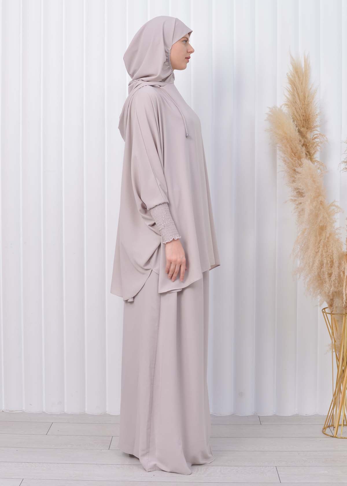 Muslim Hijab Dresses For Women -Standard Size Hooded Veiled Sheet 824 - Ecru