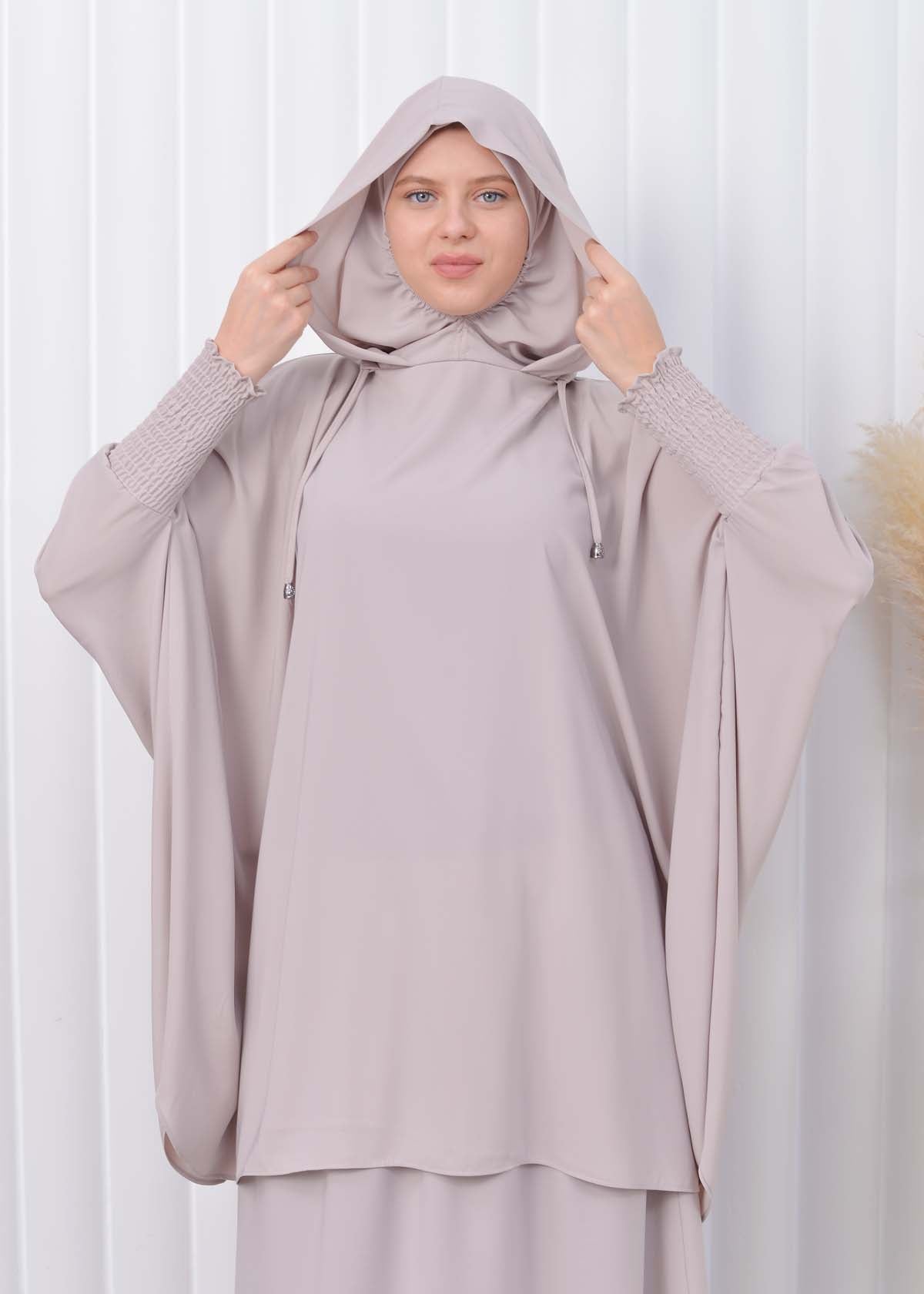 Muslim Hijab Dresses For Women -Standard Size Hooded Veiled Sheet 824 - Ecru