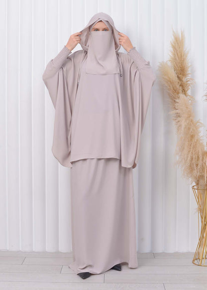 Muslim Hijab Dresses For Women -Standard Size Hooded Veiled Sheet 824 - Ecru