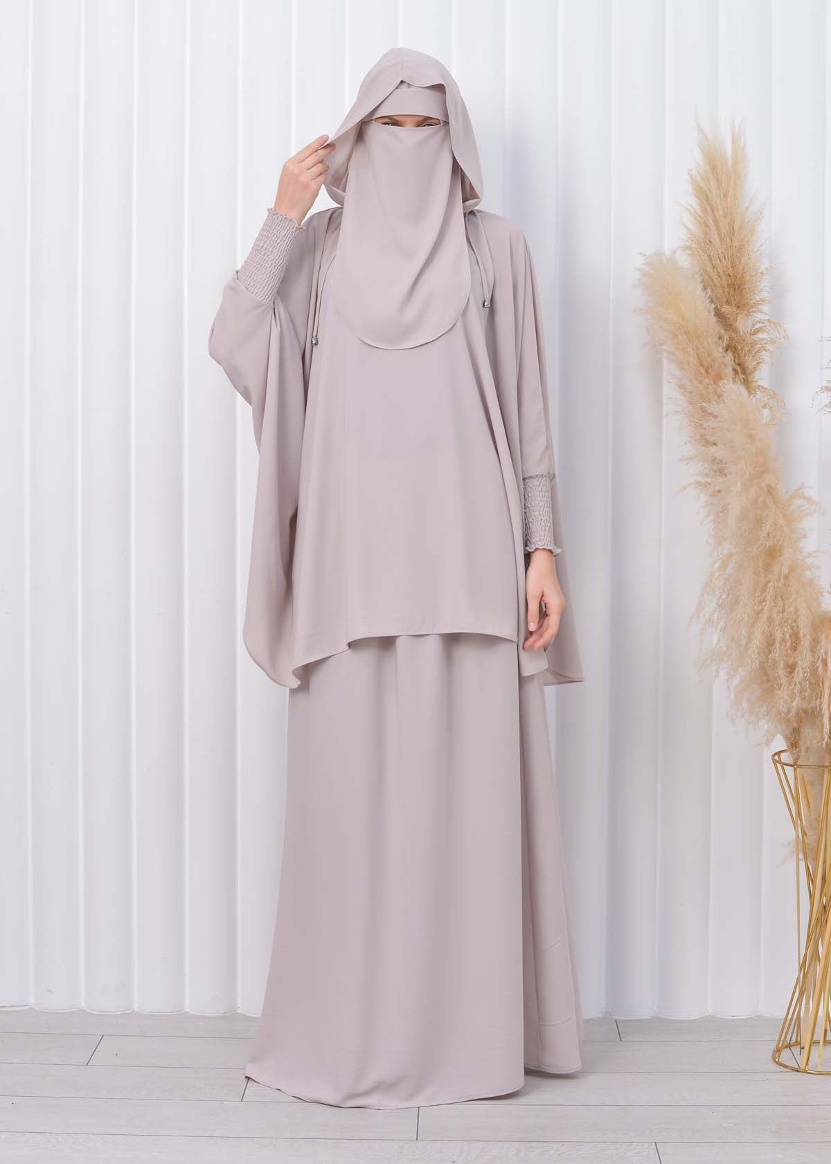 Muslim Hijab Dresses For Women -Standard Size Hooded Veiled Sheet 824 - Ecru