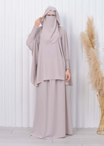 Muslim Hijab Dresses For Women -Standard Size Hooded Veiled Sheet 824 - Ecru