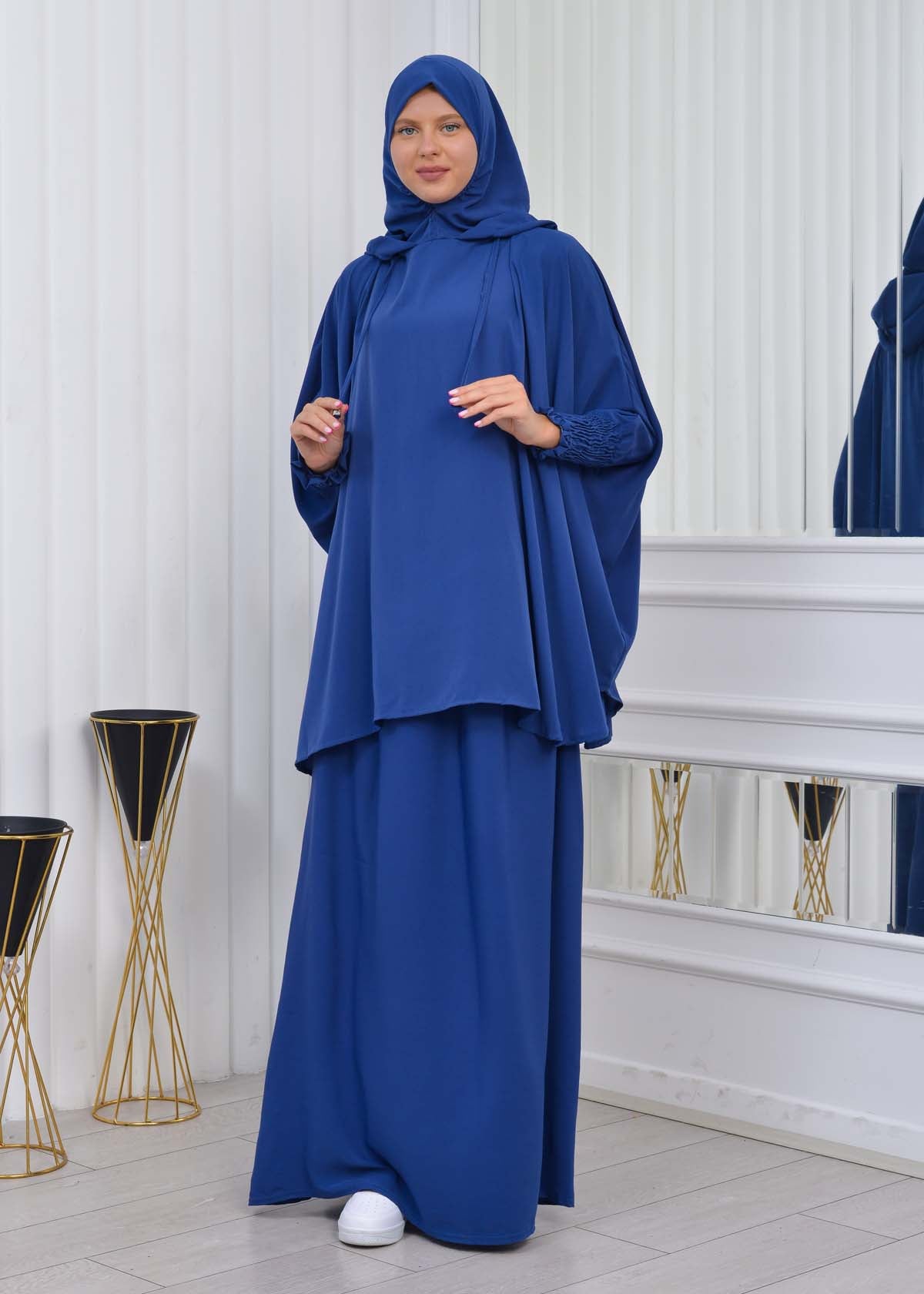 Muslim Hijab Dresses For Women -Standard Size Hooded Veiled Sheet 824 - Meeresblau